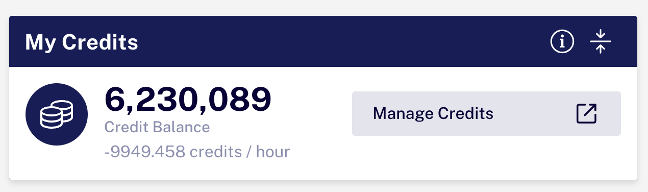 The 'My Credits' link from dashboard card